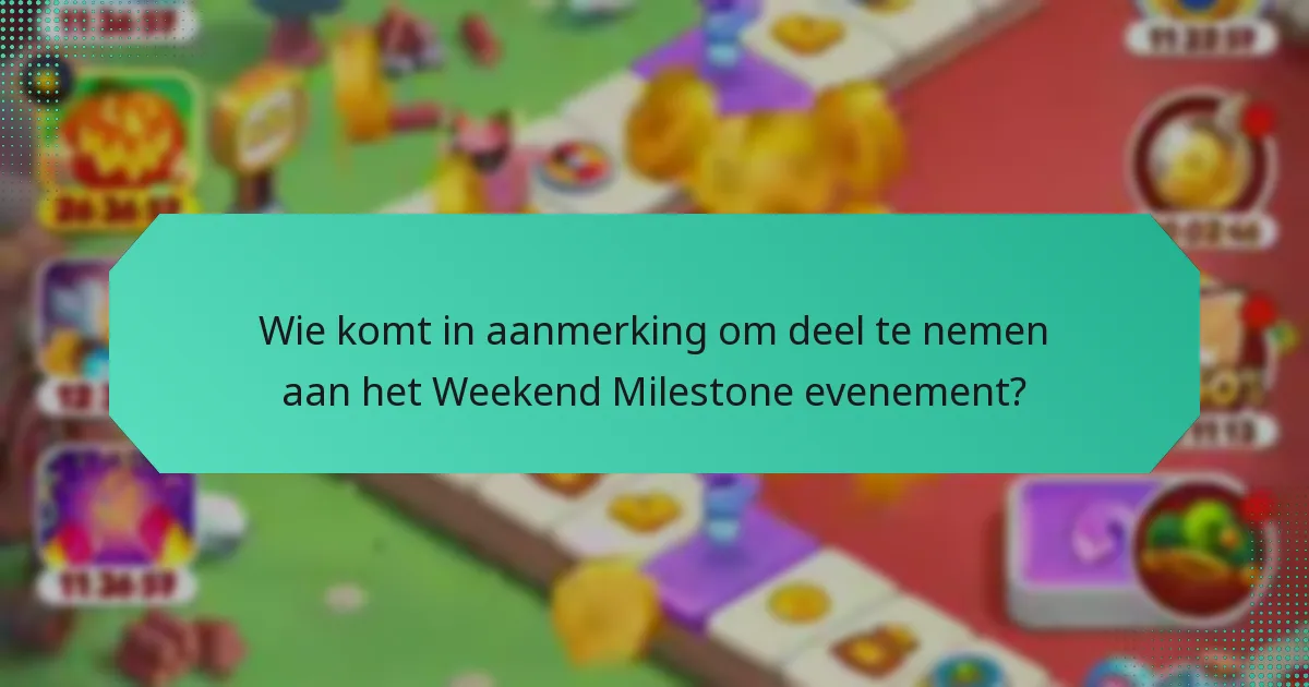 Wie komt in aanmerking om deel te nemen aan het Weekend Milestone evenement?